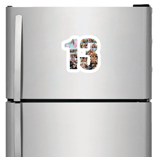 Personalised Number Photo Collage on Acrylic, Slate, Mug or Magnet (14 Photos) 13th BIRTHDAY (Copy)