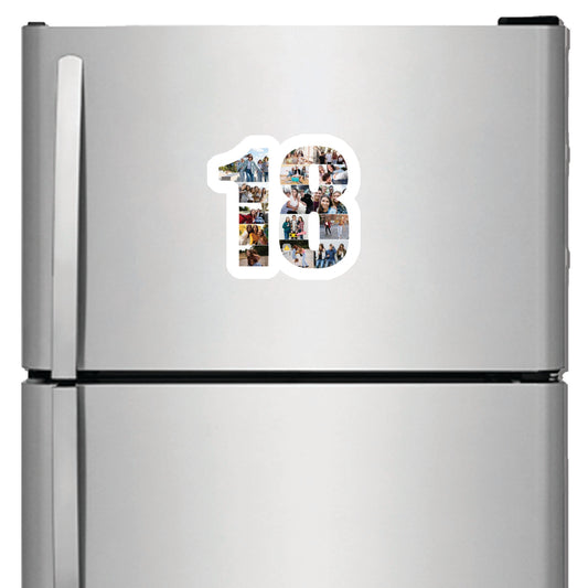 Personalised Number Photo Collage on Acrylic, Slate, Mug or Magnet (15 Photos) 18th BIRTHDAY