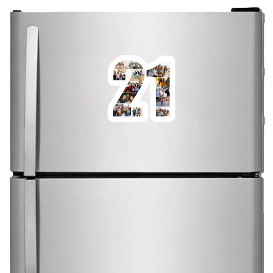 Personalised Number Photo Collage on Acrylic, Slate, Mug or Magnet (13 Photos) 21st BIRTHDAY