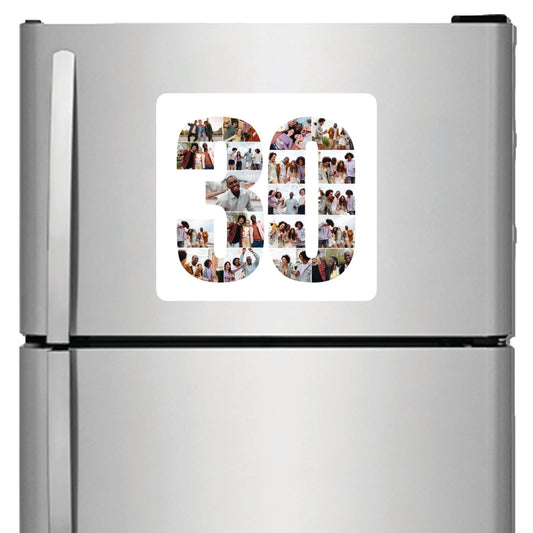 Personalised Number Photo Collage on Acrylic, Slate, Mug or Magnet (19 Photos) 30th BIRTHDAY