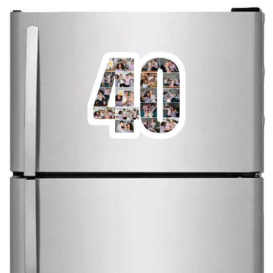 Personalised Number Photo Collage on Acrylic, Slate, Mug or Magnet (18 Photos) 40th BIRTHDAY