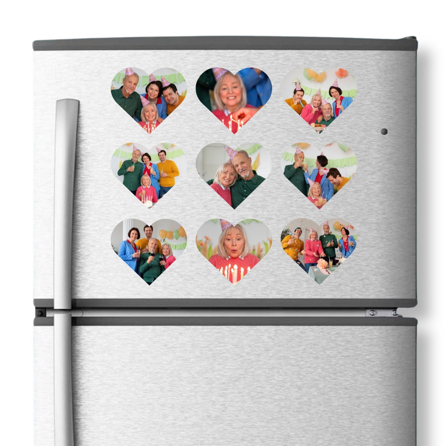 Heart Shaped Photo Fridge Magnets - personalised (9 PER PACK)