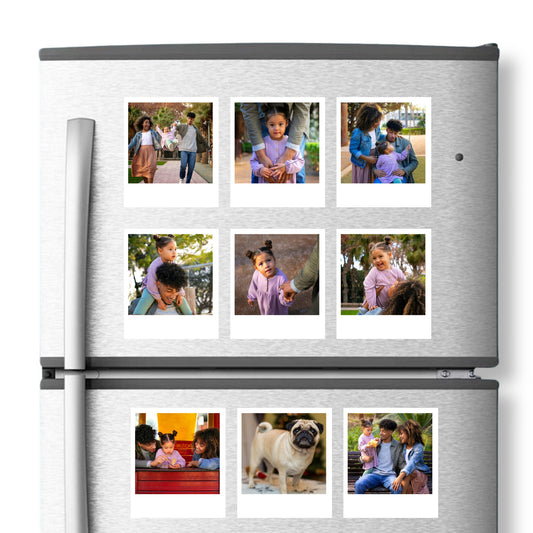 Polaroid-Styled Photo Fridge Magnets - personalised (9 PER PACK) LARGE *10cm x 12cm