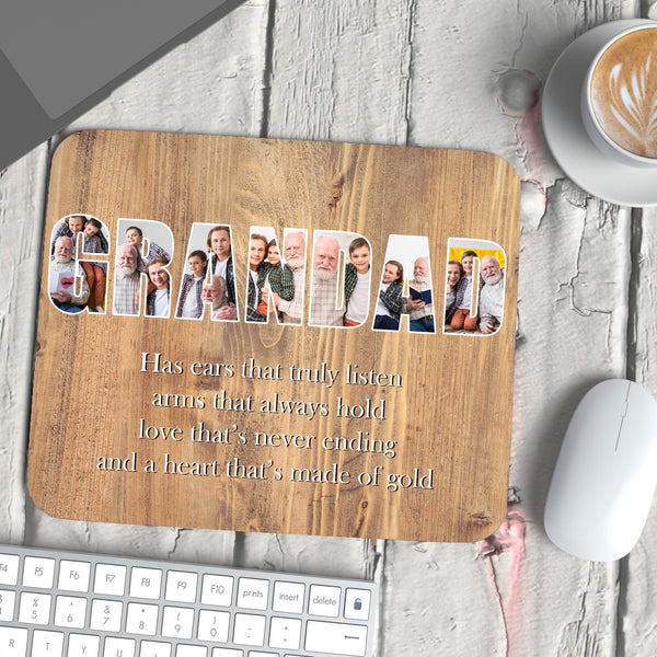 Mouse Pad - Grandad/Grandpa Photo Collage + Text