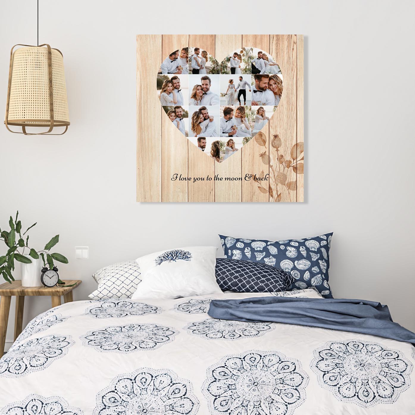 Heart Photo Collage on  ready-to-hang Canvas (14 Photos)