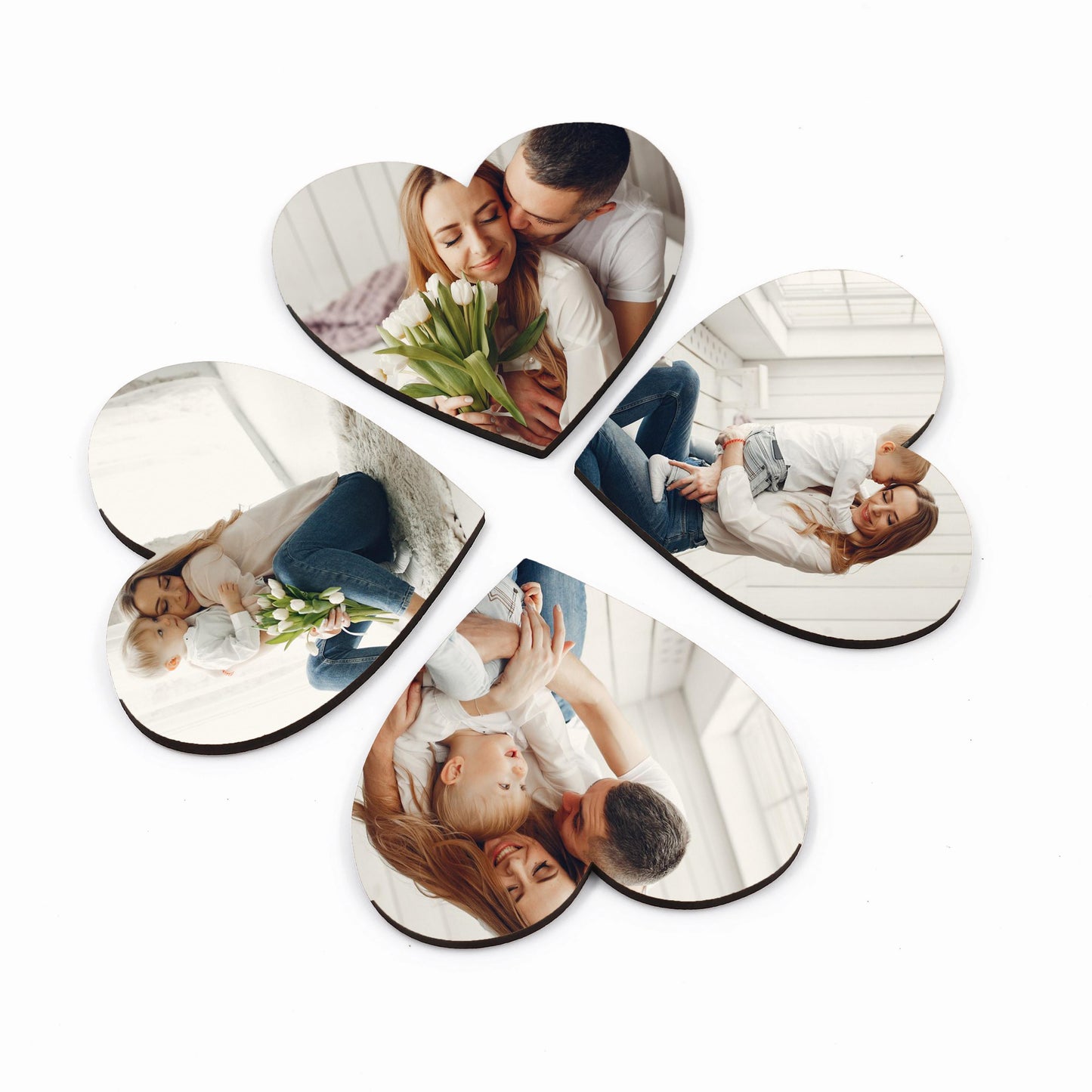 Personalized Coasters - Heart-shaped Wooden (MDF) Sets with Premium Cork Base