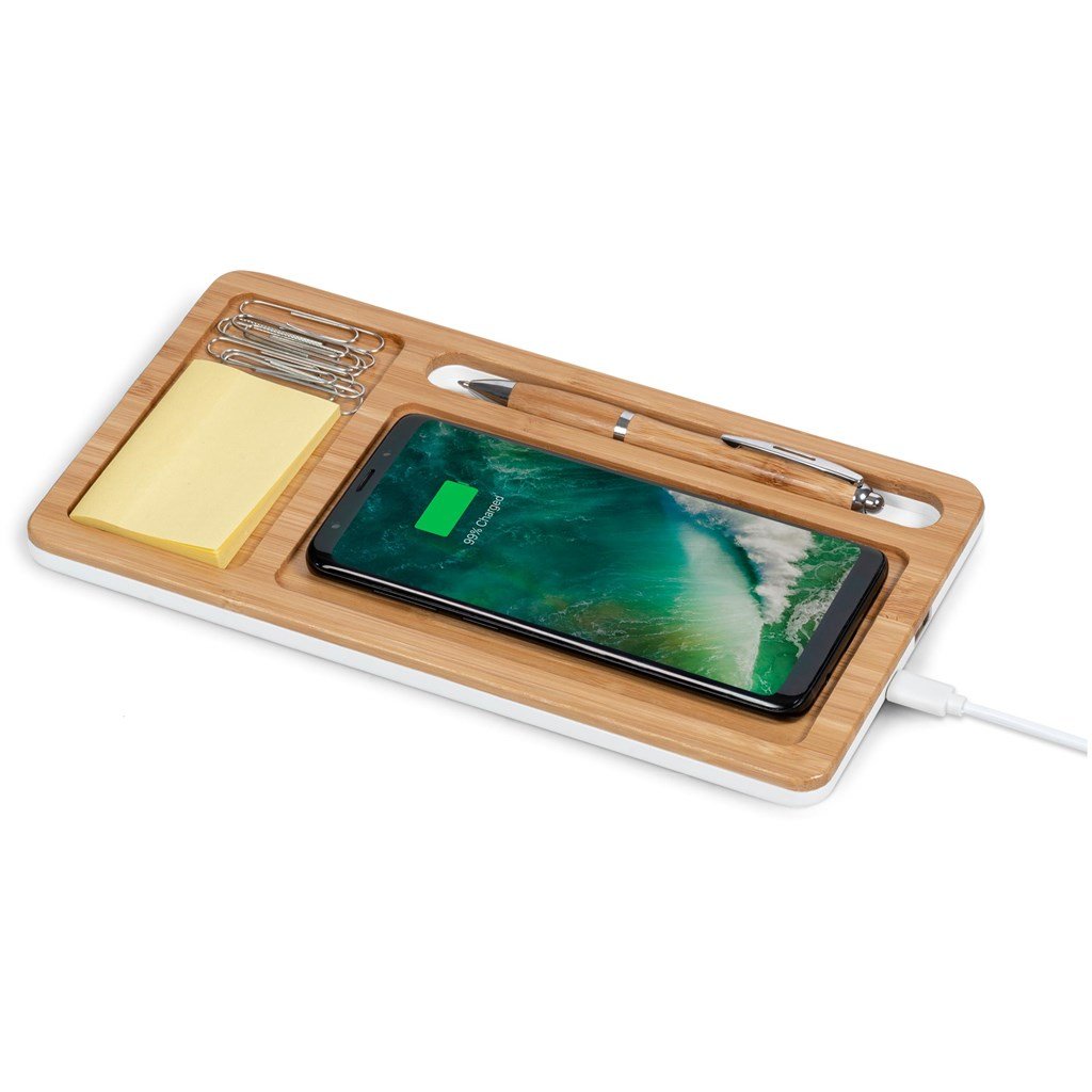 Okiyo Musen Bamboo Wireless Charger Desk Organiser