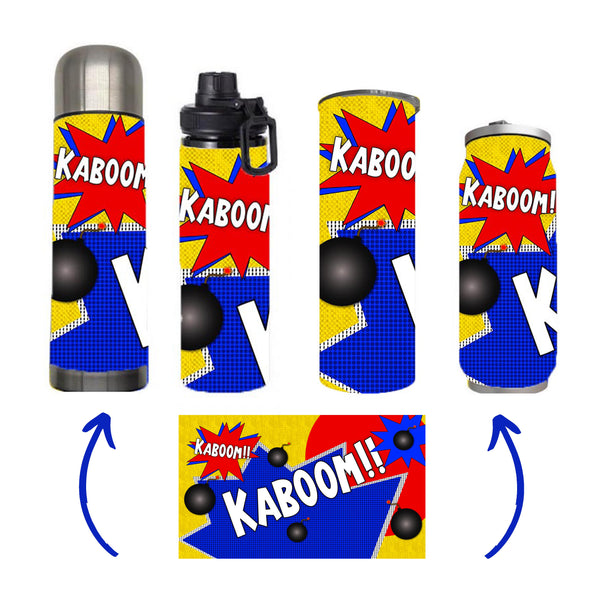 Kids - Comic Kids Design on Tumbler, Can, Flask, or Water bottle