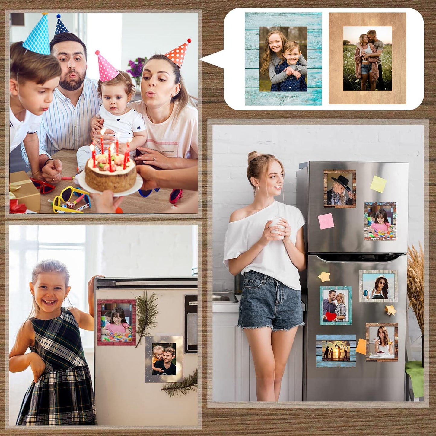 Magnetic Photo Frames for Fridge- Green rainbow (Pack of 4)