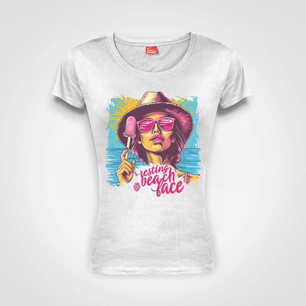 Resting Beach Face - Ladies T-Shirt (round neck)