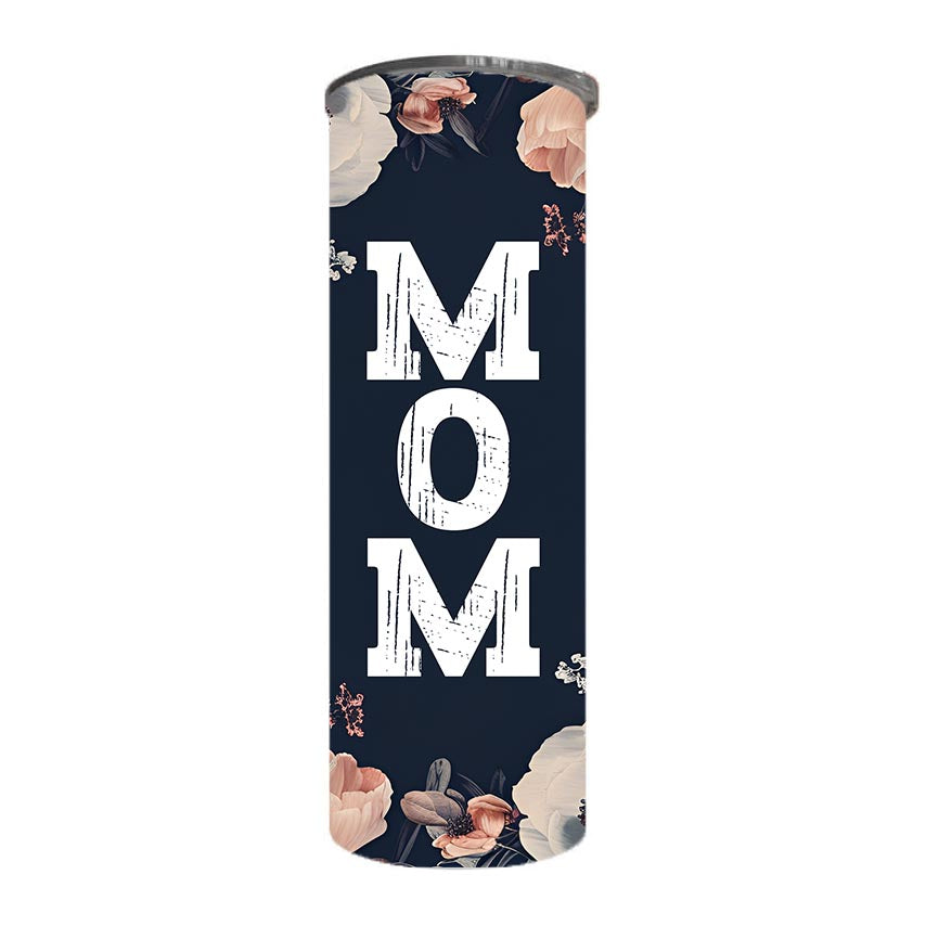 Mom - Floral Mom Design on Tumbler, Can, Flask, or Water bottle