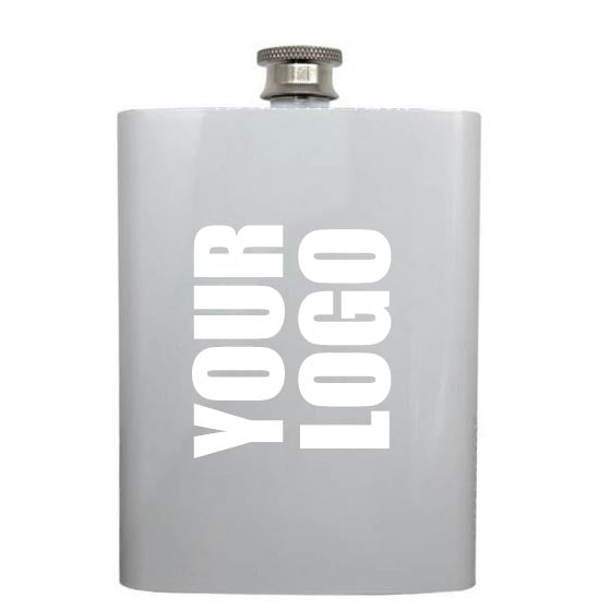 Personalised Stainless Steel 200ml Hip Flask White