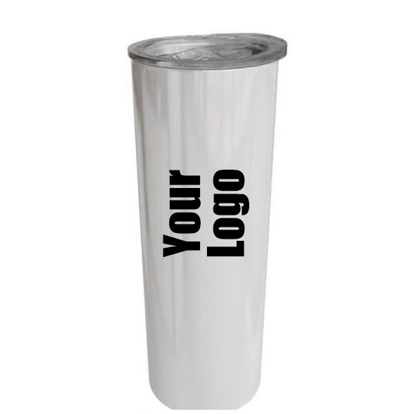 Personalised  Double wall 20oz Stainless Steel Skinny Tumbler (White)