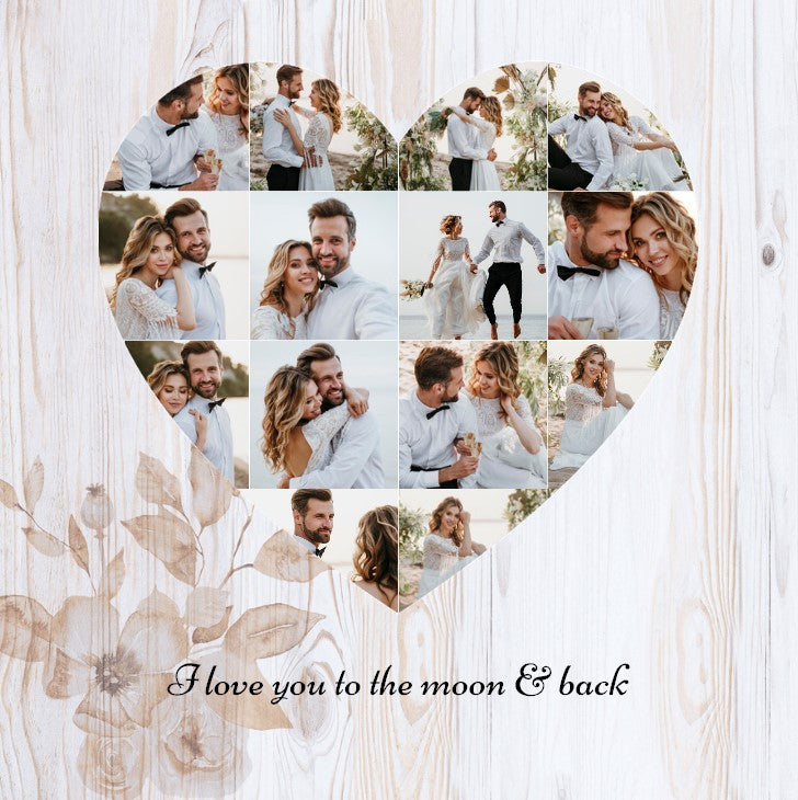 Heart Photo Collage on  ready-to-hang Canvas (14 Photos)