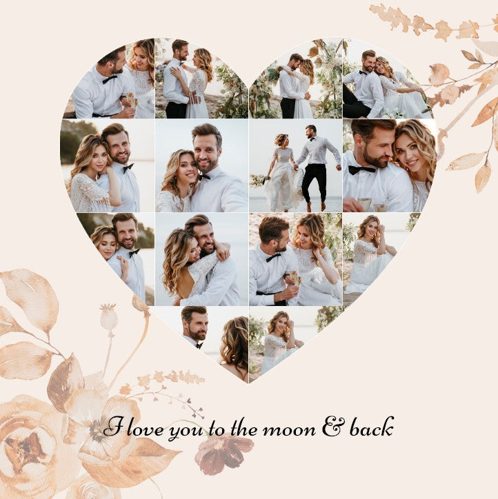 Heart Photo Collage on  ready-to-hang Canvas (14 Photos)