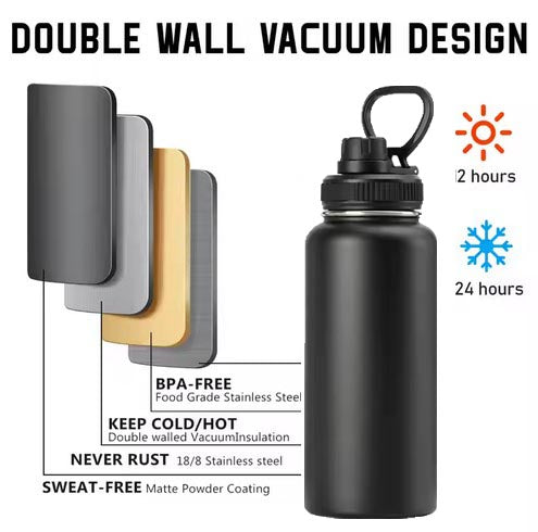 BEST SELLER: Stainless Steel Vacuum Sports Bottle (960ml) - Includes Custom Engraving!