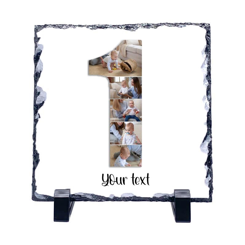 Personalised Number Photo Collage on Acrylic, Slate, Mug or Magnet (5 Photos) 1st BIRTHDAY