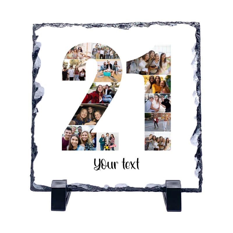 Personalised Number Photo Collage on Acrylic, Slate, Mug or Magnet (13 Photos) 21st BIRTHDAY
