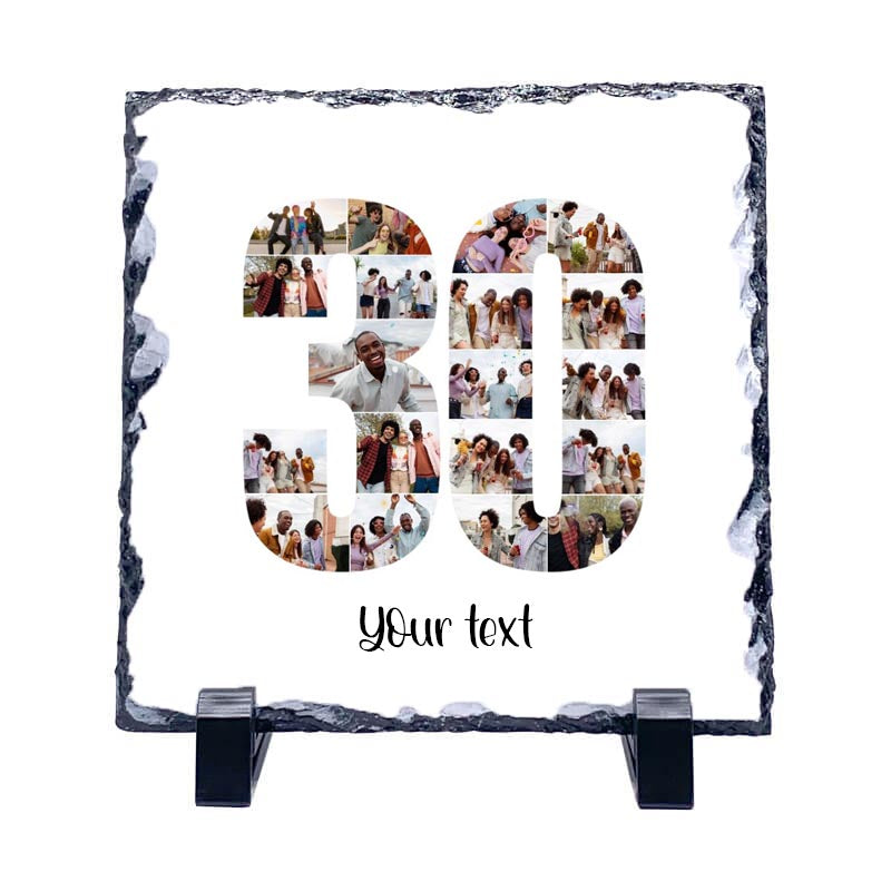 Personalised Number Photo Collage on Acrylic, Slate, Mug or Magnet (19 Photos) 30th BIRTHDAY