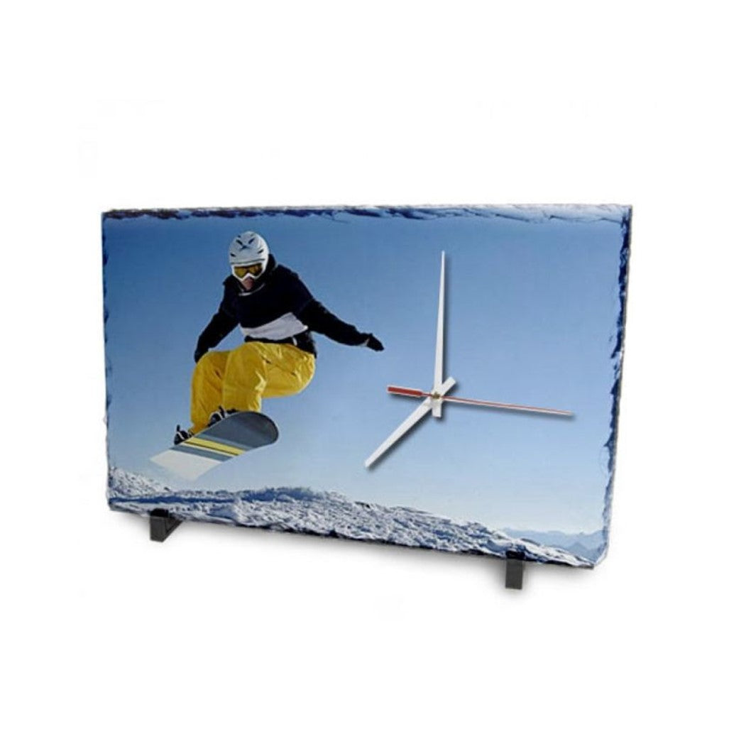 Slate Stone Photo Clock on Stand - LARGE RECTANGLE 250X450mm