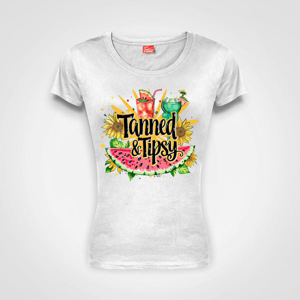 Tanned and Tipsy - Ladies T-Shirt (round neck)