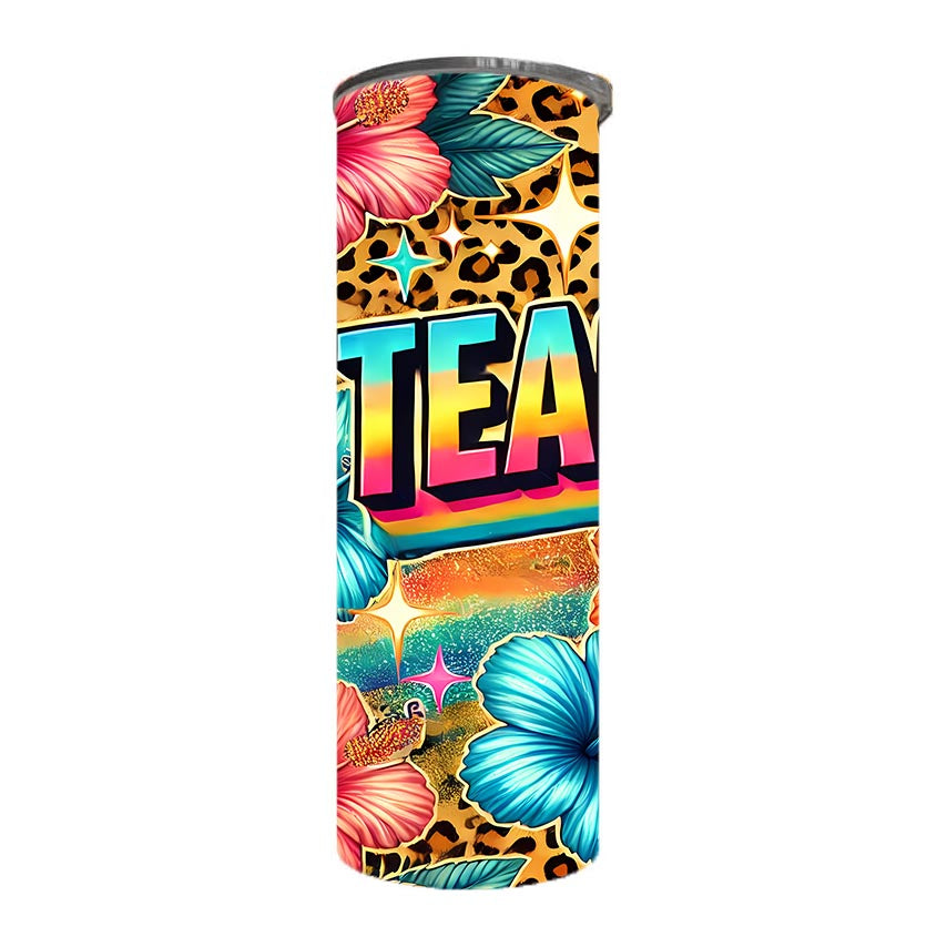 Teacher - Floral Teacher Design on Tumbler, Can, Flask, or Water bottle
