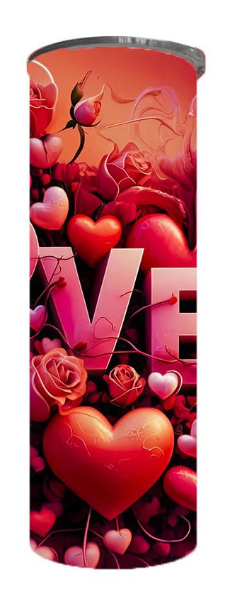 Valentine - Love Design on Tumbler, Can, Flask, or Water bottle