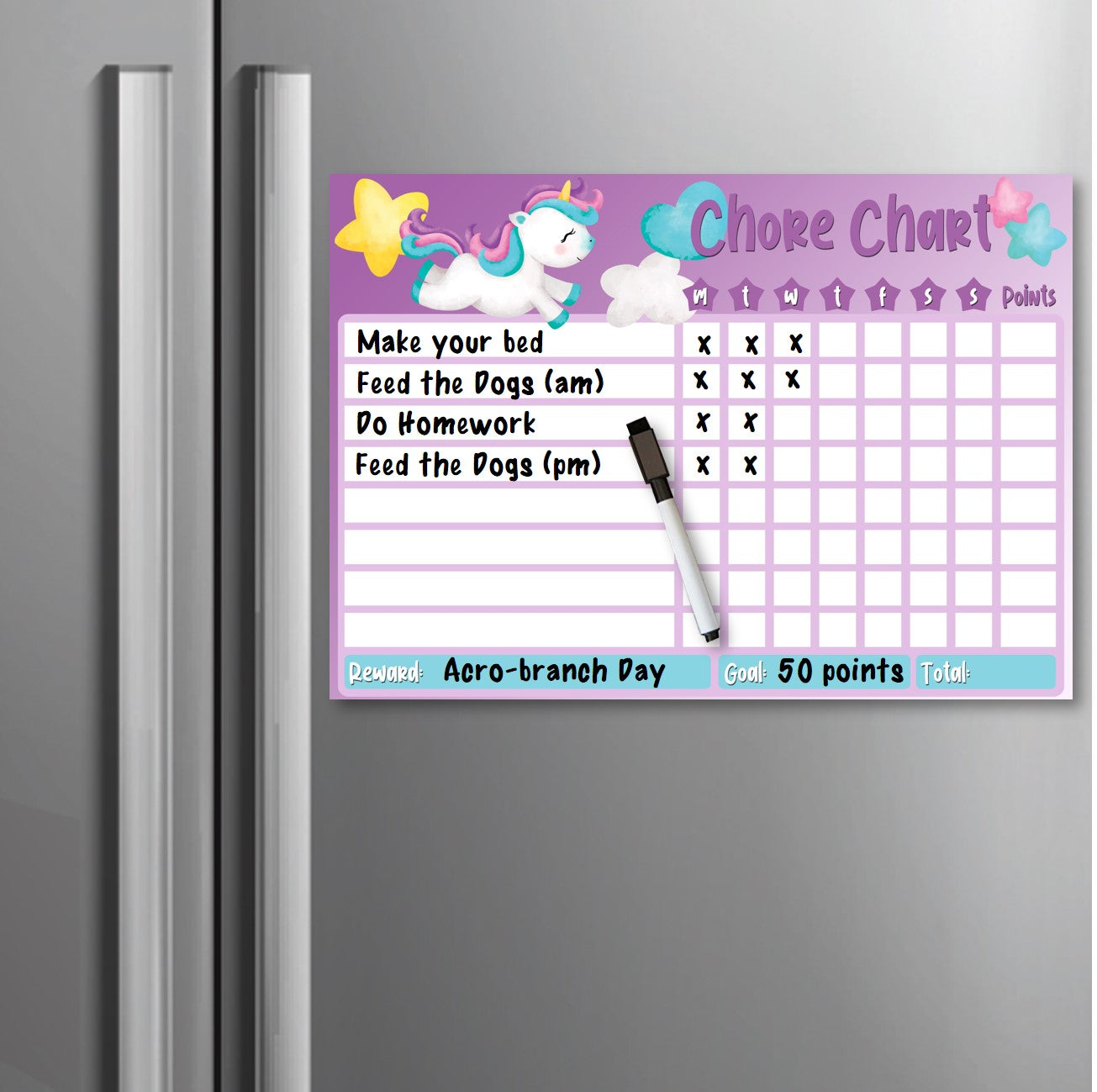 Kids Reward / Chore Chart (Unicorns)