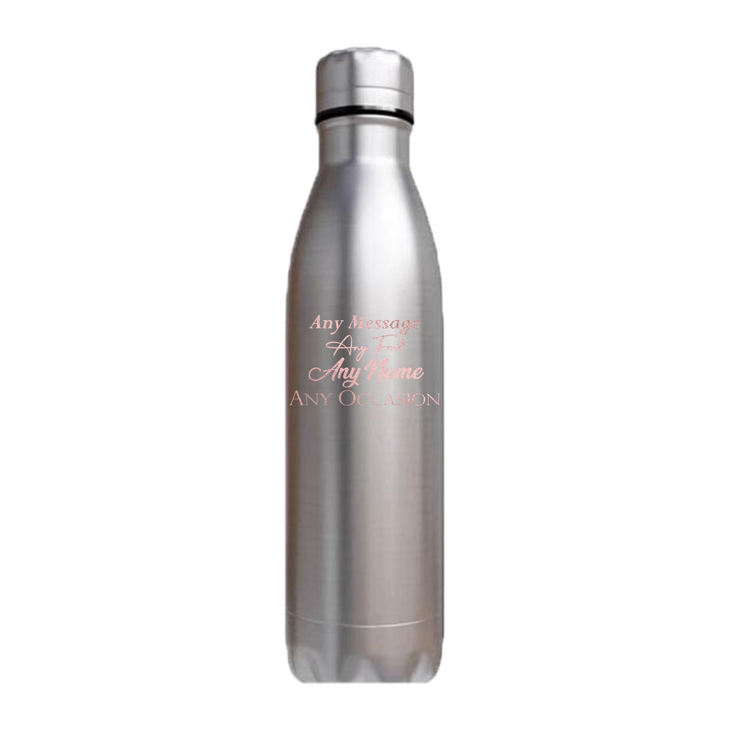 Personalised  Double wall Stainless Steel 500ml water bottle (Silver)