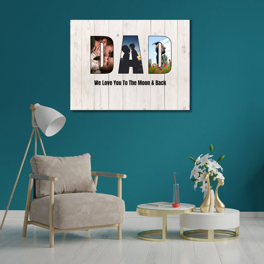 DAD Photo Collage on ready-to-hang Canvas (3 Photos)