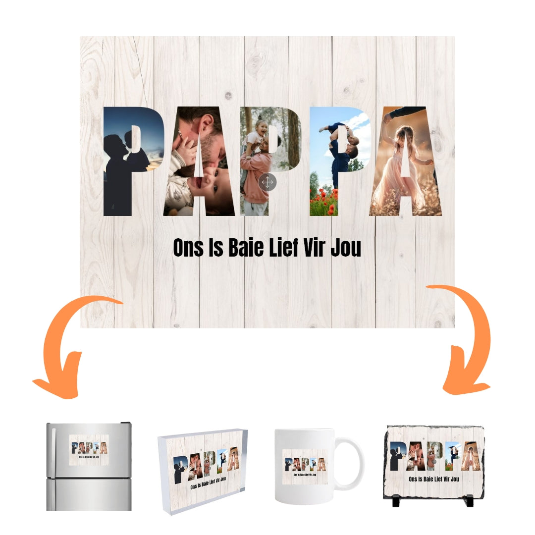 PAPPA Photo Collage on Acrylic, Slate, Mug or Magnet (5 Photos)