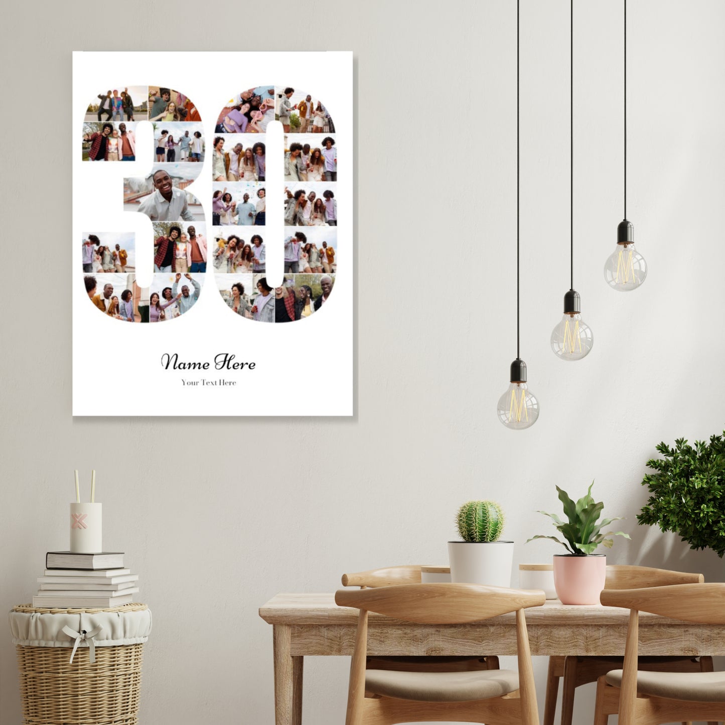 Personalised Number Photo Collage on Canvas - 30th BIRTHDAY