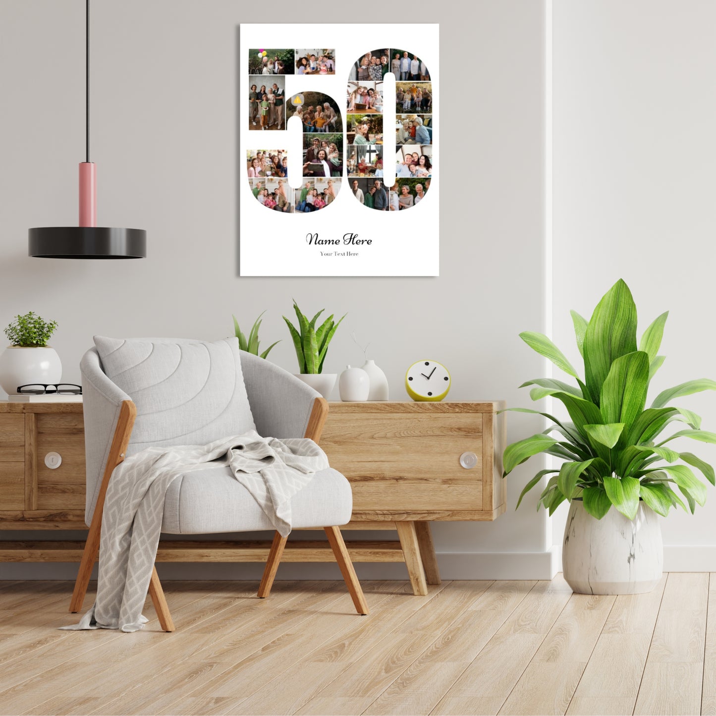 Personalised Number Photo Collage on Canvas - 50th BIRTHDAY