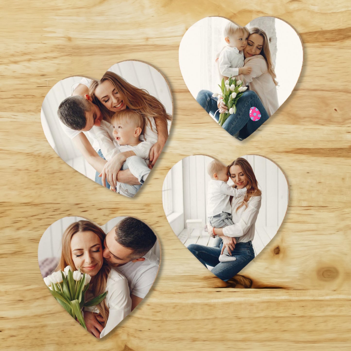 Personalized Coasters - Heart-shaped Wooden (MDF) Sets with Premium Cork Base