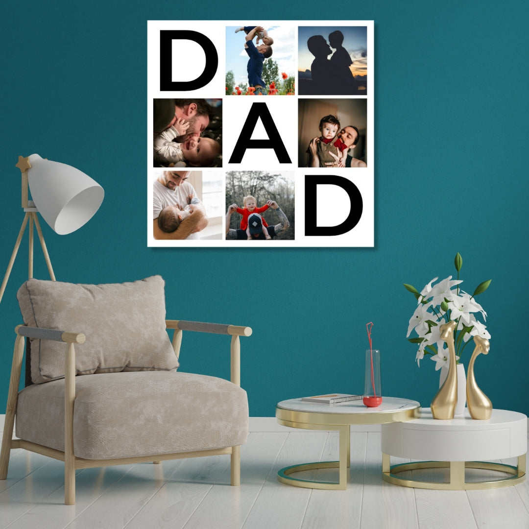 DAD Photo Collage on SQUARE ready-to-hang Canvas (6 Photos)