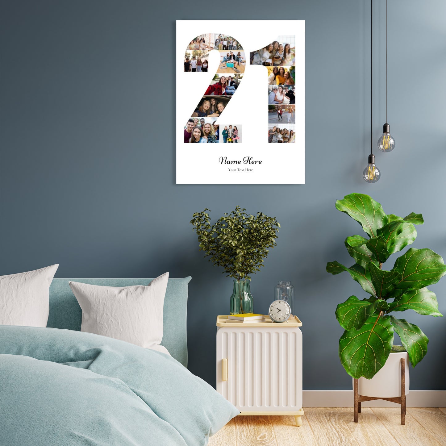 Personalised Number Photo Collageon Canvas - 21st BIRTHDAY