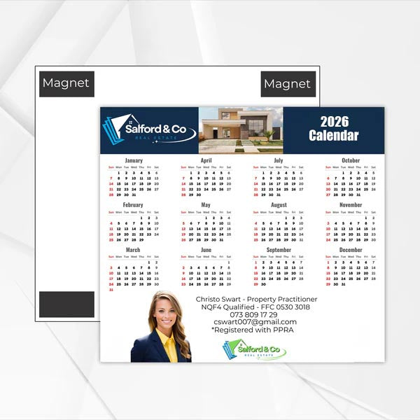 Branded Magnetic Fridge Calendars (Various sizes | cardboard with magnets)