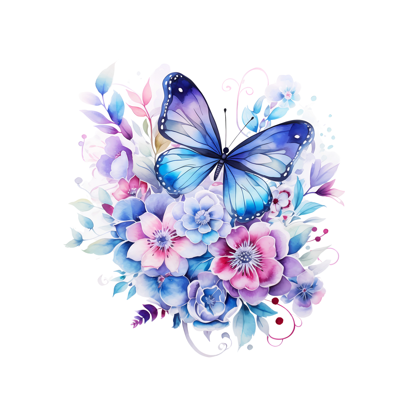 Butterflies - Blue Design on Tumbler, Can, Flask, or Water bottle