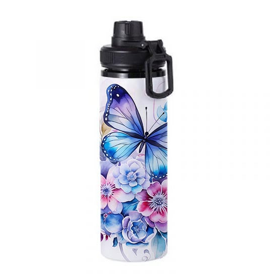 Flowers - Blue Flower Design on Tumbler, Can, Gin Tumbler, or Water bottle