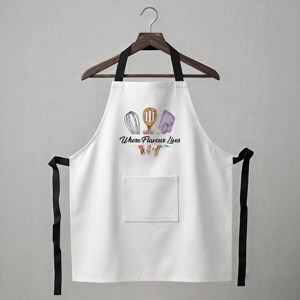 Personalised Apron - Where flavour lives (White)
