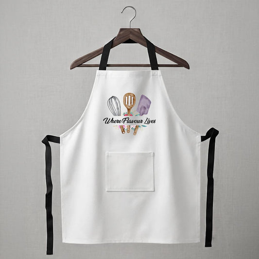Personalised Apron - Where flavour lives (White)