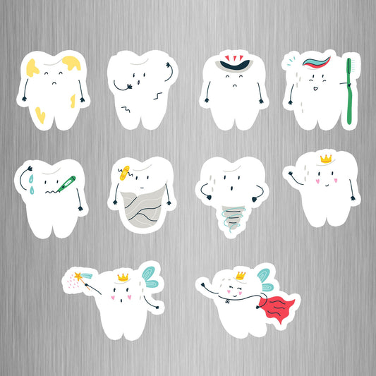 Tooth Characters Fridge Magnets - (10 PER PACK) (UK)