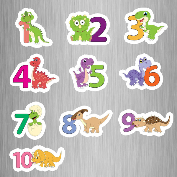Cute Dinosaur Theme Numbers Photo Fridge Magnets - (10 PER PACK) (UK)