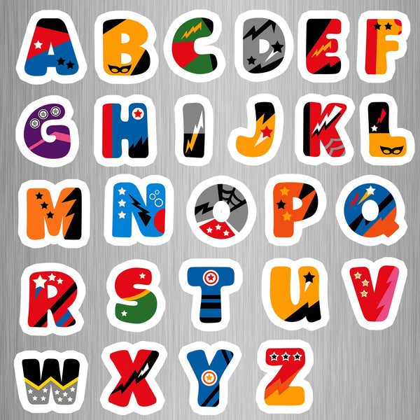 Super Hero Alphabet Fridge Magnets - (26 PER PACK)