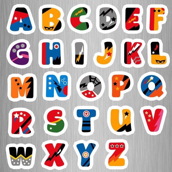 Super Hero Alphabet Fridge Magnets - (26 PER PACK) (UK)