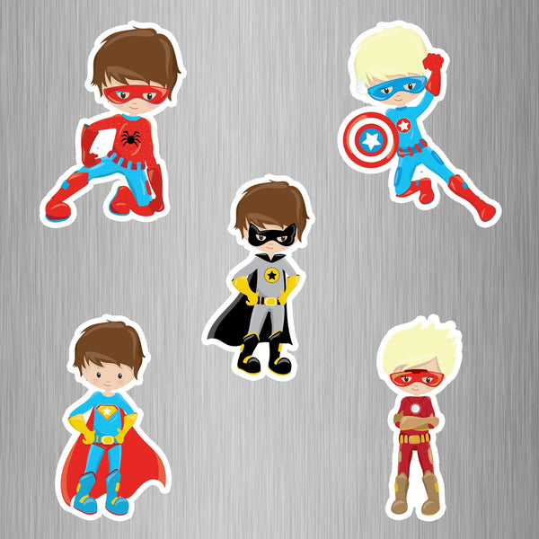 Super Hero Boys Fridge Magnets - (5 PER PACK) (UK)