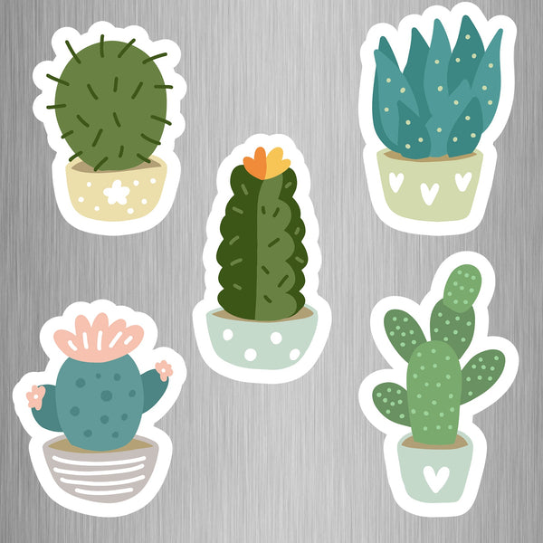 Cute Cactus Fridge Magnets - (5 PER PACK) (UK)