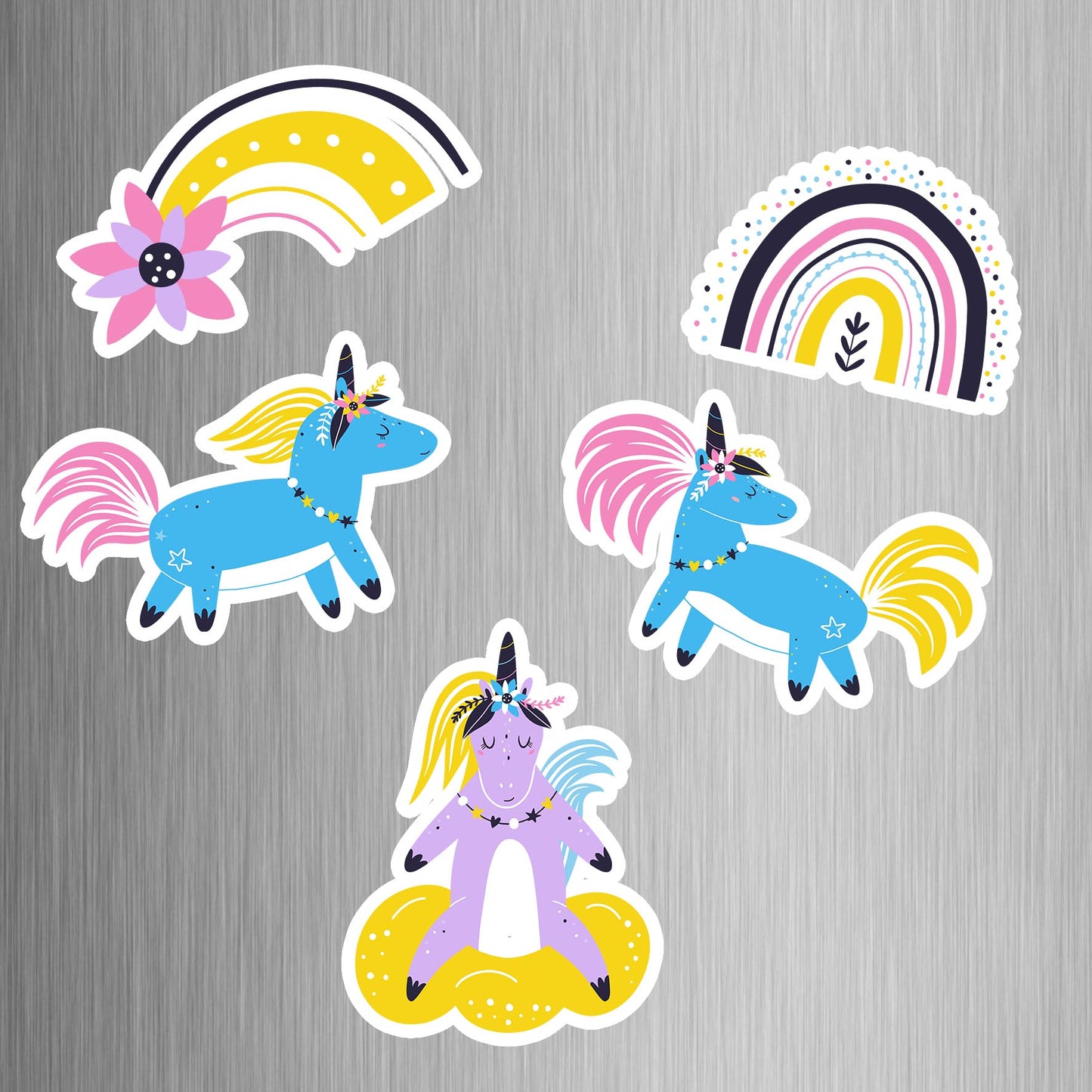 Rainbow Unicorn Fridge Magnets - (5 PER PACK)
