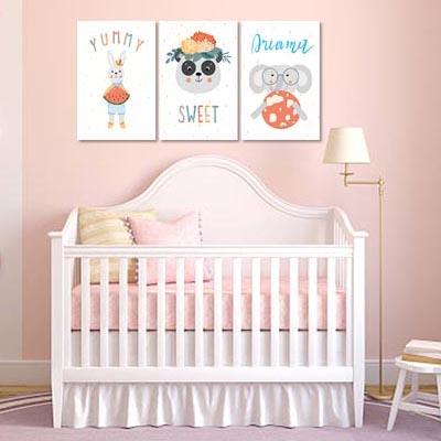 Set of 3 Girls Yummy,Sweet,Dream Canvas & More 