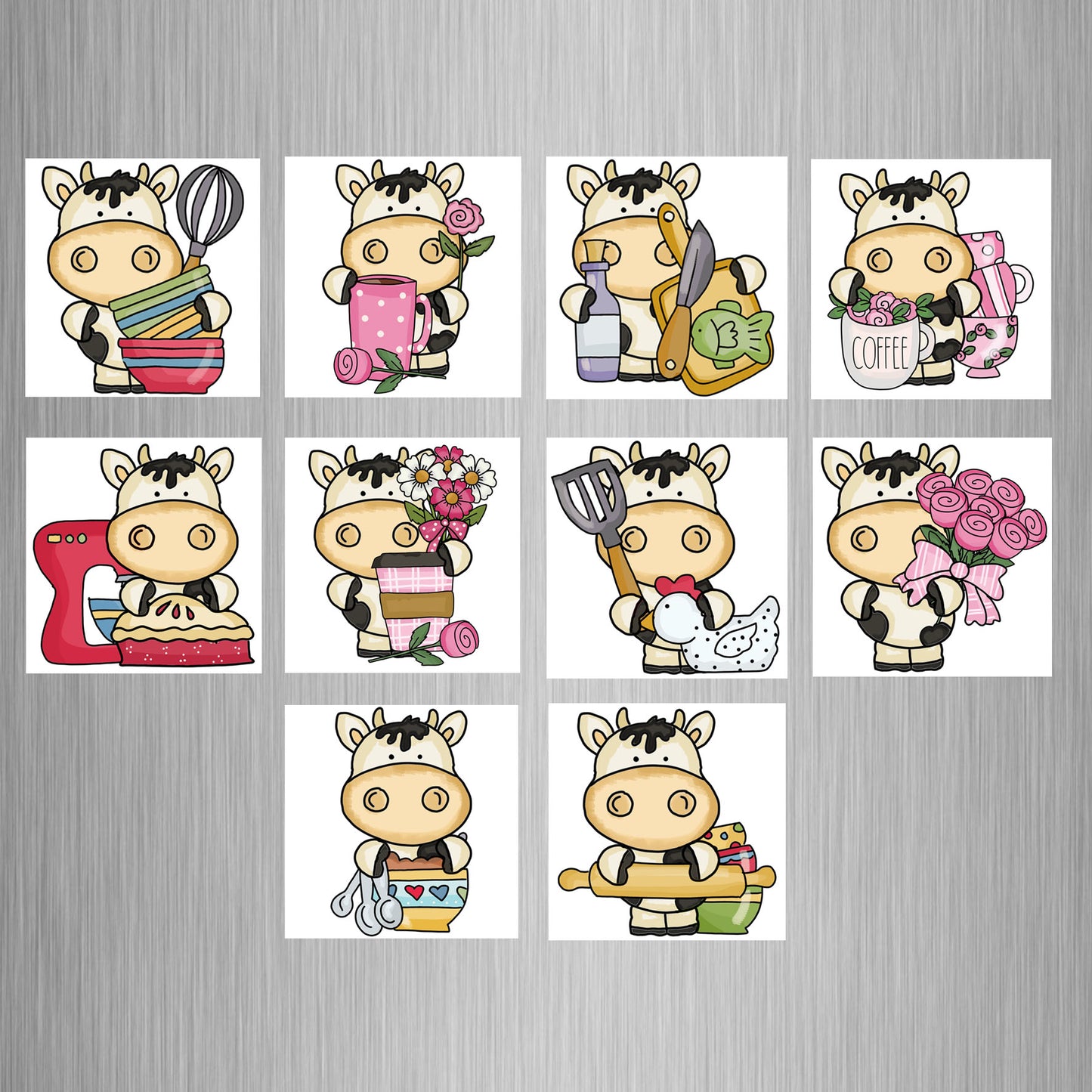 Cow (3) Fridge Magnets - (10 PER PACK)